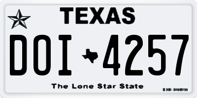 TX license plate DOI4257