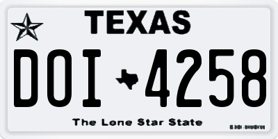 TX license plate DOI4258