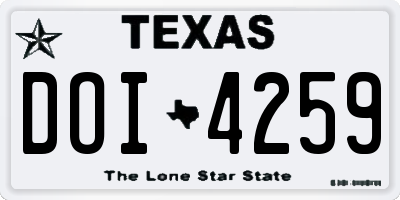 TX license plate DOI4259