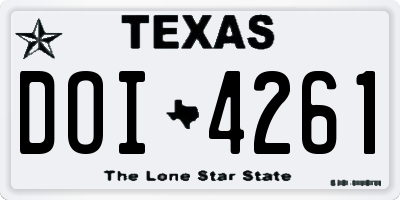 TX license plate DOI4261