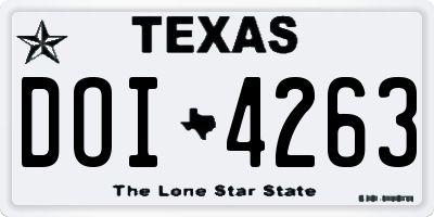 TX license plate DOI4263
