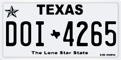 TX license plate DOI4265