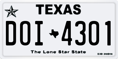 TX license plate DOI4301
