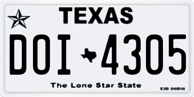 TX license plate DOI4305
