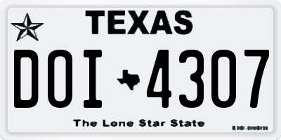 TX license plate DOI4307