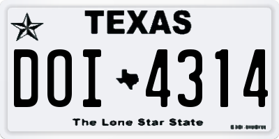 TX license plate DOI4314