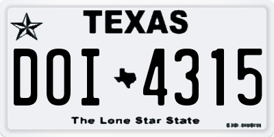 TX license plate DOI4315