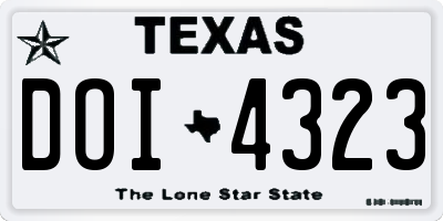 TX license plate DOI4323