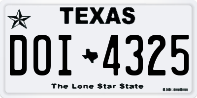 TX license plate DOI4325