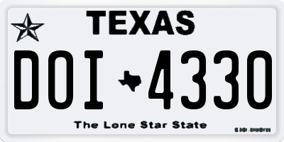 TX license plate DOI4330
