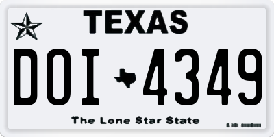 TX license plate DOI4349