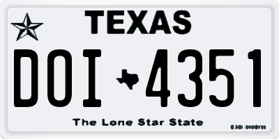 TX license plate DOI4351