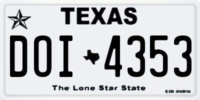 TX license plate DOI4353