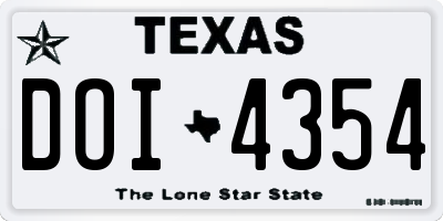 TX license plate DOI4354