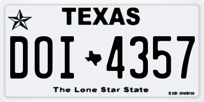 TX license plate DOI4357