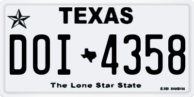 TX license plate DOI4358