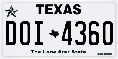 TX license plate DOI4360