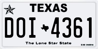 TX license plate DOI4361