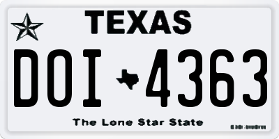 TX license plate DOI4363