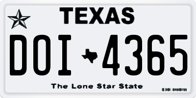 TX license plate DOI4365