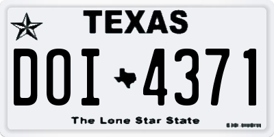 TX license plate DOI4371