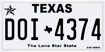 TX license plate DOI4374