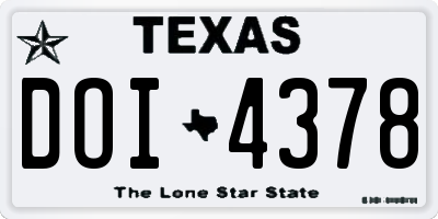 TX license plate DOI4378