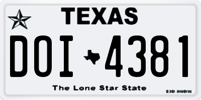 TX license plate DOI4381