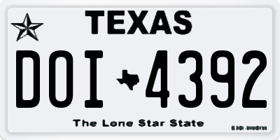 TX license plate DOI4392