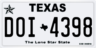 TX license plate DOI4398