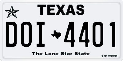 TX license plate DOI4401