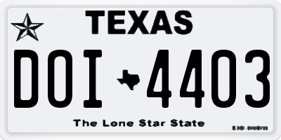 TX license plate DOI4403