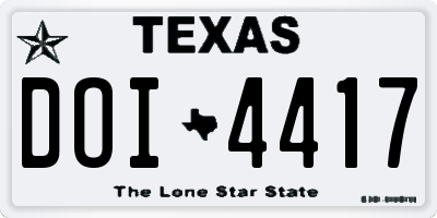 TX license plate DOI4417