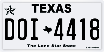 TX license plate DOI4418