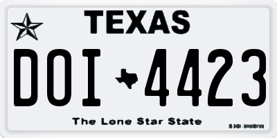 TX license plate DOI4423