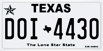 TX license plate DOI4430