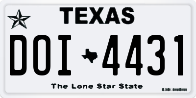 TX license plate DOI4431