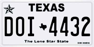 TX license plate DOI4432