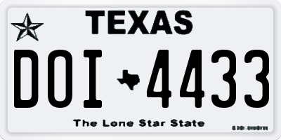 TX license plate DOI4433