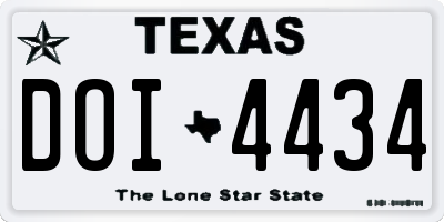 TX license plate DOI4434