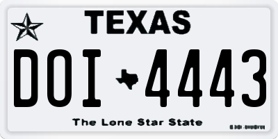 TX license plate DOI4443