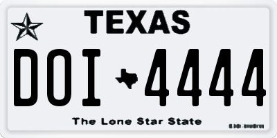 TX license plate DOI4444