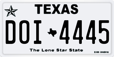 TX license plate DOI4445