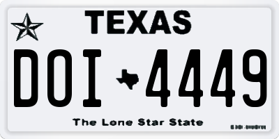 TX license plate DOI4449