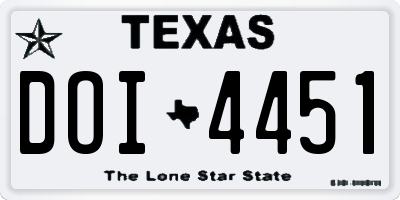 TX license plate DOI4451