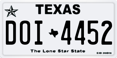 TX license plate DOI4452