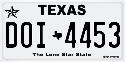 TX license plate DOI4453