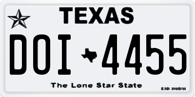 TX license plate DOI4455