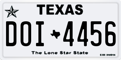 TX license plate DOI4456