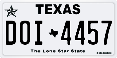 TX license plate DOI4457